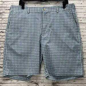 Peter Millar Shorts Mens 36 Crown Sport Apex Seersucker Blue Plaid Lightweight